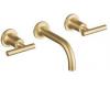 Kohler Purist K-T14412-4-BGD Vibrant Moderne Brushed Gold Two-Handle Wall-Mount Lavatory Faucet Trim with 6", 90-Degree Angle Spout and Lev