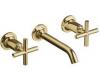 Kohler Purist K-T14413-3-PGD Vibrant Moderne Polished Gold Two-Handle Wall-Mount Lavatory Faucet Trim with 6-1/4" Spout and Cross Handles