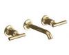 Kohler Purist K-T14413-4-PGD Vibrant Moderne Polished Gold Two-Handle Wall-Mount Lavatory Faucet Trim with 6-1/4" Spout and Lever Handles