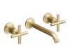Kohler Purist K-T14415-3-BGD Vibrant Moderne Brushed Gold Two-Handle Wall-Mount Lavatory Faucet Trim with 8-1/4" Spout and Cross Handles