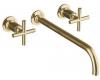 Kohler Purist K-T14416-3-PGD Vibrant Moderne Polished Gold Two-Handle Wall-Mount Lavatory Faucet Trim with 12" Spout and Cross Handles