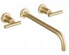 Kohler Purist K-T14416-4-BGD Vibrant Moderne Brushed Gold Two-Handle Wall-Mount Lavatory Faucet Trim with 12" Spout and Lever Handles