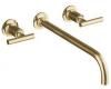 Kohler Purist K-T14416-4-PGD Vibrant Moderne Polished Gold Two-Handle Wall-Mount Lavatory Faucet Trim with 12" Spout and Lever Handles