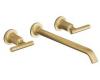 Kohler Purist K-T14417-4-BGD Vibrant Moderne Brushed Gold Two-Handle Wall-Mount Lavatory Faucet Trim with 10-1/4" Spout and Lever Handles