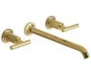 Kohler Purist K-T14417-4-PGD Vibrant Moderne Polished Gold Two-Handle Wall-Mount Lavatory Faucet Trim with 10-1/4" Spout and Lever Handles