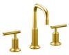 Kohler Purist K-14406-4-BGD Vibrant Moderne Brushed Gold Widespread Lavatory Faucet with Low Gooseneck Spout and Low Lever Handles