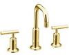 Kohler Purist K-14406-4-PGD Vibrant Moderne Polished Gold Widespread Lavatory Faucet with Low Gooseneck Spout and Low Lever Handles