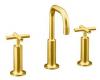 Kohler Purist K-14407-3-BGD Vibrant Moderne Brushed Gold Widespread Lavatory Faucet with Low Gooseneck Spout and High Cross Handles