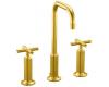 Kohler Purist K-14408-3-BGD Vibrant Moderne Brushed Gold Widespread Lavatory Faucet with High Gooseneck Spout and High Cross Handles