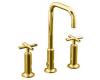 Kohler Purist K-14408-3-PGD Vibrant Moderne Polished Gold Widespread Lavatory Faucet with High Gooseneck Spout and High Cross Handles