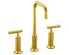 Kohler Purist K-14408-4-BGD Vibrant Moderne Brushed Gold Widespread Lavatory Faucet with High Gooseneck Spout and High Lever Handles