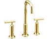 Kohler Purist K-14408-4-PGD Vibrant Moderne Polished Gold Widespread Lavatory Faucet with High Gooseneck Spout and High Lever Handles