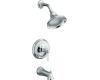 Kohler Bancroft K-T10581-4P-BN Brushed Nickel Rite-Temp Pressure-Balancing Tub & Shower Trim with Diverter Spout and White Ceramic Lever Ha