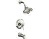 Kohler Bancroft K-T10581-4P-SN Polished Nickel Rite-Temp Pressure-Balancing Tub & Shower Trim with Diverter Spout and White Ceramic Lever H