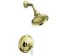 Kohler Bancroft K-T10583-4P-AF French Gold Rite-Temp Pressure-Balancing Shower Trim with White Ceramic Lever Handle