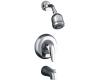 Kohler Cabriole K-T14640-4-CP Polished Chrome Rite-Temp Pressure-Balancing Tub & Shower Trim with Lever Handle