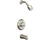 Kohler Coralais K-T15601-7S-BN Brushed Nickel Tub & Shower Mixing Valve Trim with Sculptured Handle and Slip-Fit Spout