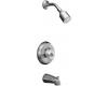 Kohler Coralais K-T15601-7S-G Brushed Chrome Tub & Shower Mixing Valve Trim with Sculptured Handle and Slip-Fit Spout