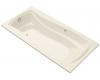 Kohler Mariposa K-1257-GLF-47 Almond Mariposa 6' BubbleMassage Bath Tub with Integral Flange and Left-Hand Drain