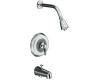 Kohler Triton K-T6908-4A-CP Polished Chrome Rite-Temp Pressure-Balancing Bath and Shower Faucet Trim with Lever Handle, Valve Not Included