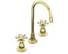 Kohler Antique K-118-3-PB Vibrant Polished Brass Entertainment Sink Faucet with Six-Prong Handles