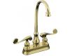 Kohler Revival K-16112-4-PB Vibrant Polished Brass Entertainment Sink Faucet with Scroll Lever Handles