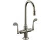 Kohler Essex K-8761-BN Vibrant Brushed Nickel Entertainment Sink Faucet with Wristblade Handles