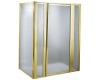 Kohler Focal K-741400-B-BH Bright Brass Custom Pivot Framed Shower Door with Two Inline Panels, Return Panel and Obscure Glass