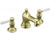 Kohler Bancroft K-10577-4P-AF French Gold 8-16" Widespread Bath Faucet with White Ceramic Lever Handles