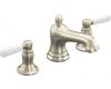 Kohler Bancroft K-10577-4P-BN Brushed Nickel 8-16" Widespread Bath Faucet with White Ceramic Lever Handles