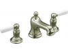 Kohler Bancroft K-10577-4P-SN Polished Nickel 8-16" Widespread Bath Faucet with White Ceramic Lever Handles