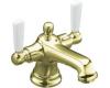 Kohler Bancroft K-10579-4P-AF French Gold Monoblock Centerset Bath Faucet with White Ceramic Lever Handles