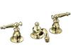 Kohler Antique K-108-4-PB Polished Brass 8-16" Widespread Lever Handle Bath Faucet with Pop-Up