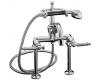 Kohler Antique K-110-4-CP Polished Chrome Cross Handle Bath Tub Faucet with Black Accented Handshower