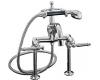 Kohler Antique K-110-4-PW Polished Brass Lever Handle Bath Tub Faucet with White Accented Handshower