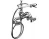 Kohler Antique K-110-9B-CW Polished Chrome Oval Handle Bath Tub Faucet with White Accented Handshower