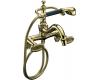 Kohler Antique K-110-9B-PB Polished Brass Oval Handle Bath Tub Faucet with Black Accented Handshower