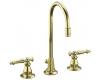 Kohler Antique K-116-4-PB Polished Brass 8-16" Widespread Lever Handle Bath Faucet with Pop-Up