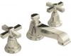 Kohler Pinstripe K-13132-3A-SN Polsihed Nickel 8-16" Widespread Bath Faucet with Cross Handles & Pop-Up