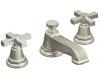 Kohler Pinstripe K-13132-3B-BN Brushed Nickel 8-16" Widespread Bath Faucet with Grooved Cross Handles & Pop-Up