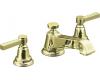Kohler Pinstripe K-13132-4B-AF French Gold 8-16" Widespread Bath Faucet with Grooved Lever Handles & Pop-Up