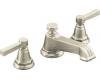 Kohler Pinstripe K-13132-4B-BN Brushed Nickel 8-16" Widespread Bath Faucet with Grooved Lever Handles & Pop-Up