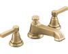 Kohler Pinstripe K-13132-4B-BV Brushed Bronze 8-16" Widespread Bath Faucet with Grooved Lever Handles & Pop-Up