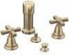 Kohler Pinstripe K-13142-3A-BV Brushed Bronze Bidet Faucet with Cross Handles & Pop-Up