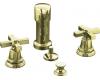 Kohler Pinstripe K-13142-3B-AF French Gold Bidet Faucet with Grooved Cross Handles & Pop-Up