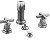 Kohler Pinstripe K-13142-3B-BN Brushed Nickel Bidet Faucet with Grooved Cross Handles & Pop-Up