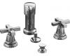 Kohler Pinstripe K-13142-3B-CP Polished Chrome Bidet Faucet with Grooved Cross Handles & Pop-Up