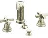 Kohler Pinstripe K-13142-3B-SN Polsihed Nickel Bidet Faucet with Grooved Cross Handles & Pop-Up