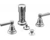 Kohler Pinstripe K-13142-4B-CP Polished Chrome Bidet Faucet with Grooved Lever Handles & Pop-Up