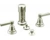 Kohler Pinstripe K-13142-4B-SN Polsihed Nickel Bidet Faucet with Grooved Lever Handles & Pop-Up